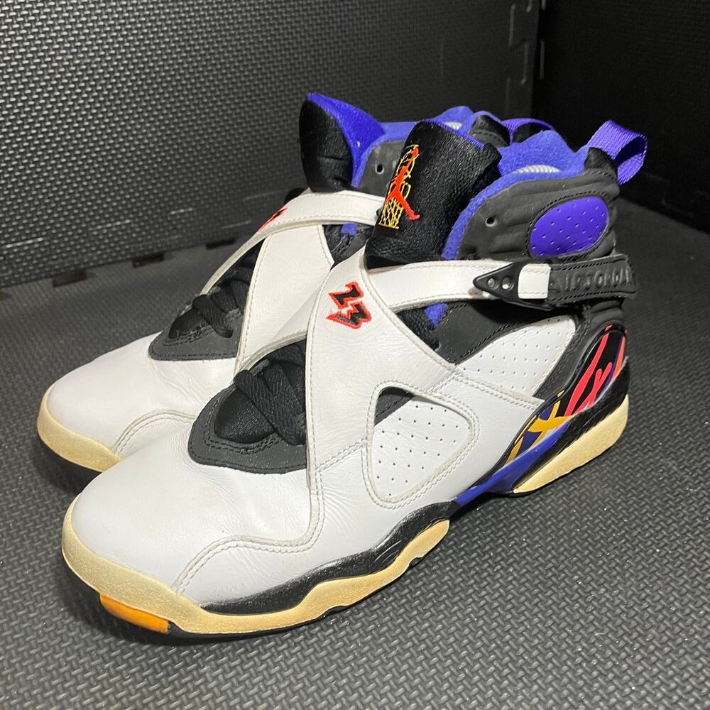 Nike Air Jordan 8 Retro Three-Peat 305368-142 White Black Concord Infrared 7Y
